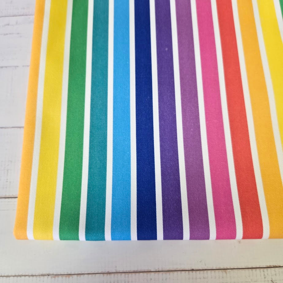 MYO Design - Twill Canvas - Stripes - Rainbow white