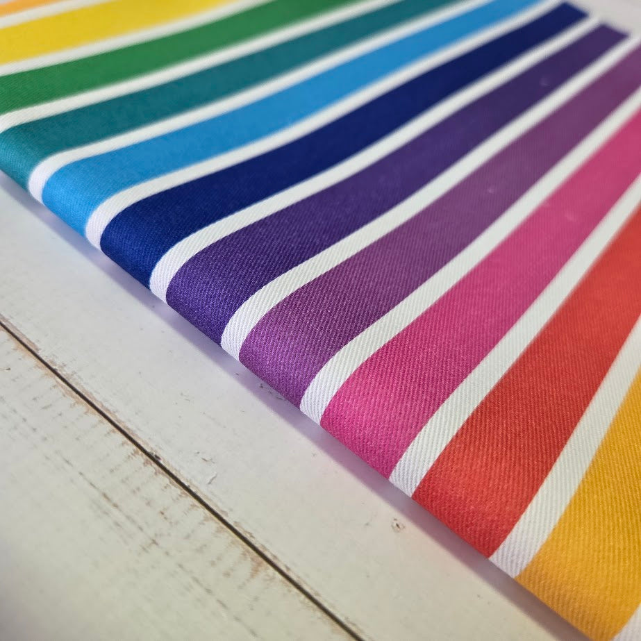 MYO Design - Twill Canvas - Stripes - Rainbow white