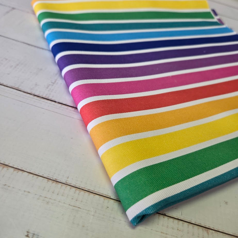 MYO Design - Twill Canvas - Stripes - Rainbow white