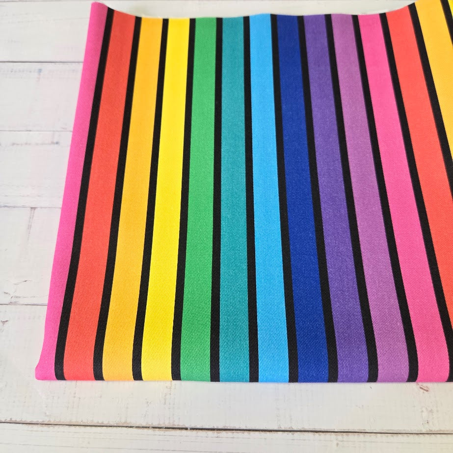 MYO Design - Twill Canvas - Stripes - Rainbow black