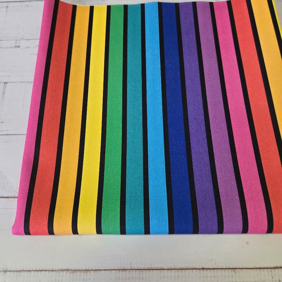 MYO Design - Twill Canvas - Stripes - Rainbow black