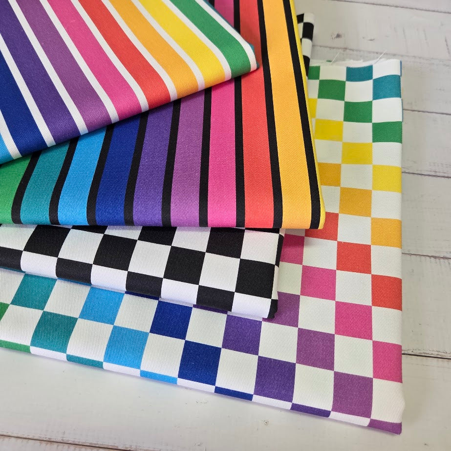 MYO Design - Twill Canvas - Stripes - Rainbow white