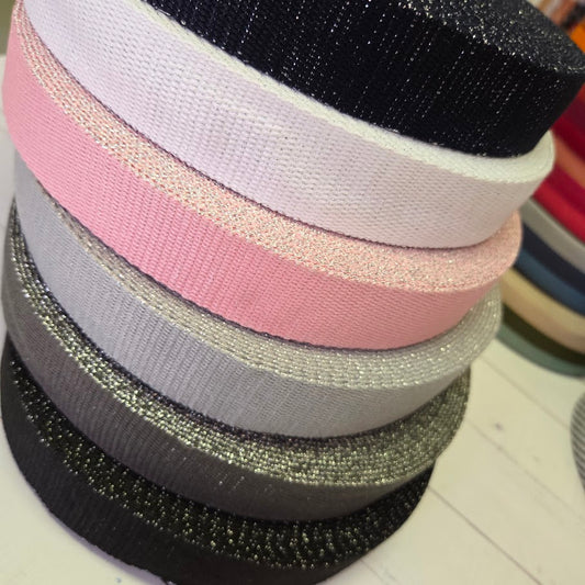Silber Glitzer Gurtband - verschiedene Farben - 30mm