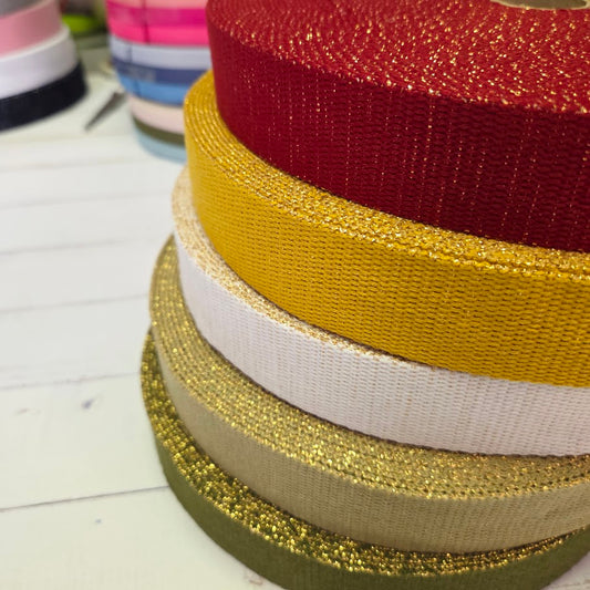 Gold Glitzer Gurtband - verschiedene Farben - 30mm