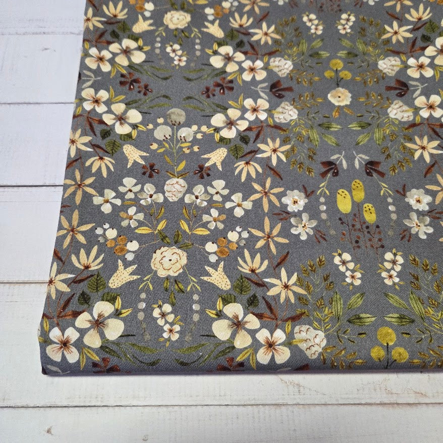 MYO Design - Twill Canvas - Watercolour Garden - grey