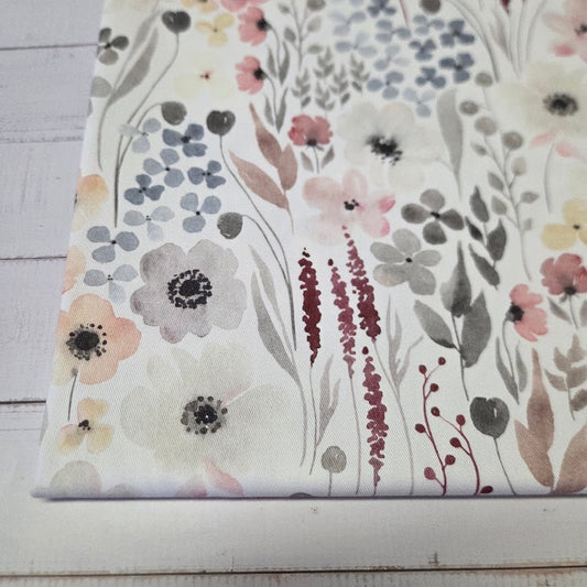 MYO Design - Twill Canvas - Watercolour Flowers - white