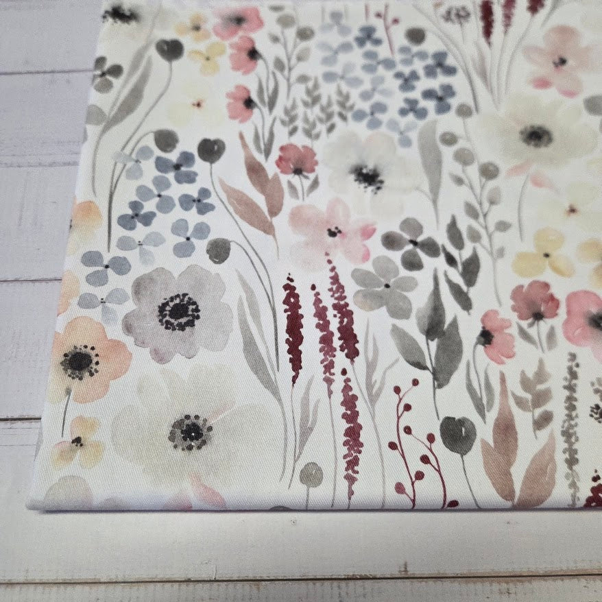 MYO Design - Twill Canvas - Watercolour Flowers - white