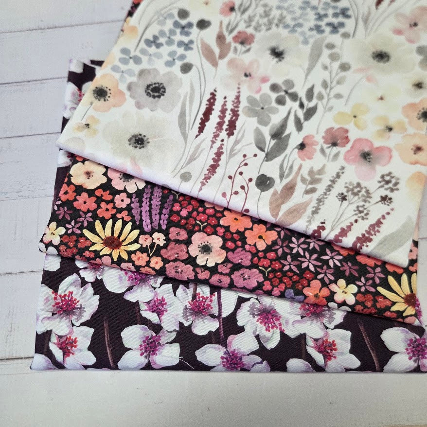 MYO Design - Twill Canvas - Watercolour Flowers - white