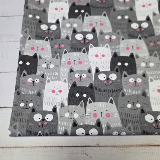 MYO Design - Twill Canvas - Katzen - hellgrau