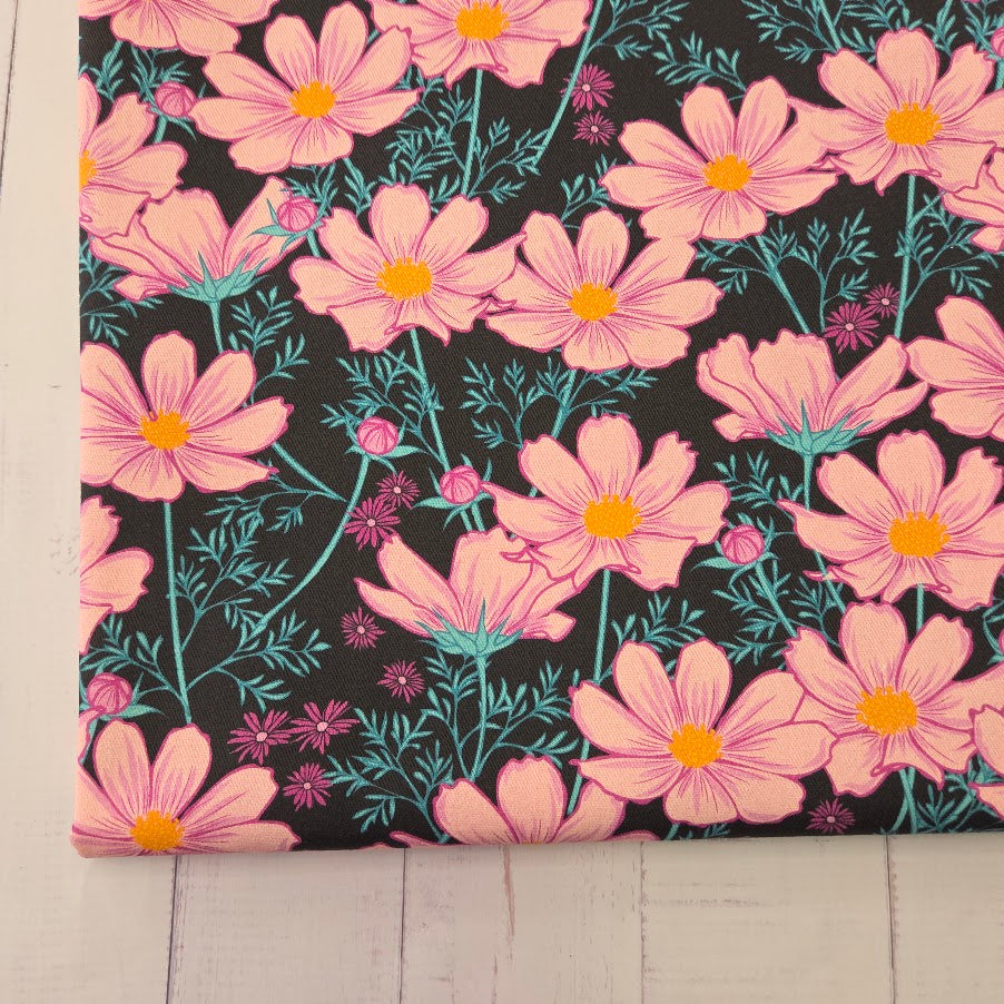 MYO Design - Twill Canvas - Cosmos Flower - black