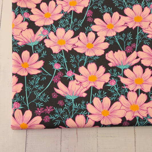 MYO Design - Twill Canvas - Cosmos Flower - black