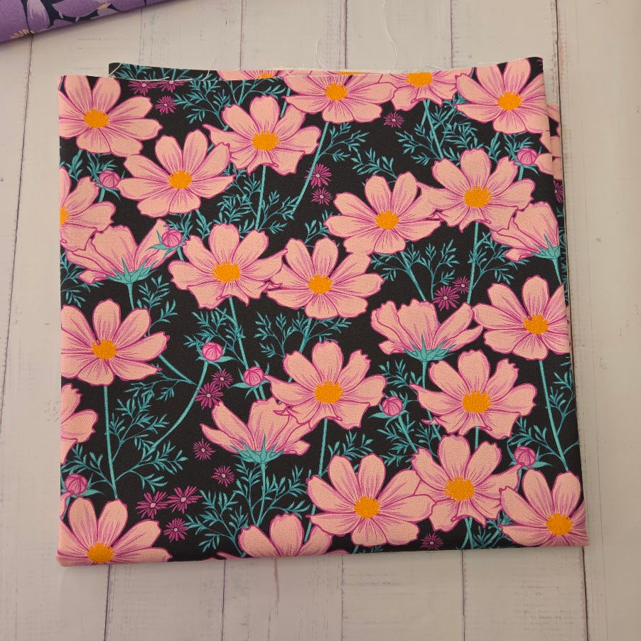 MYO Design - Twill Canvas - Cosmos Flower - black