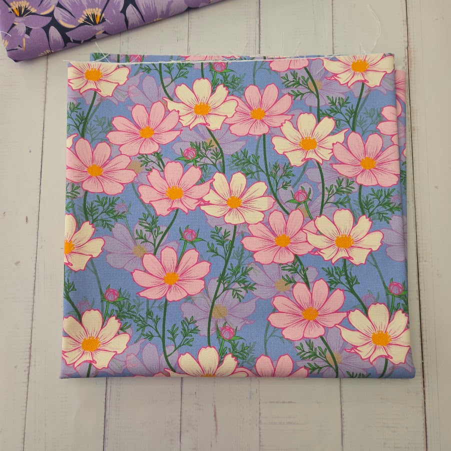 MYO Design - Twill Canvas - Cosmos Flower - blue