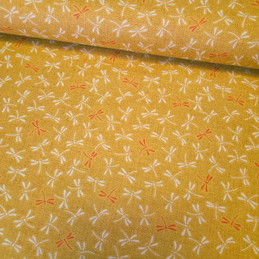 Baumwollstoff - Japanische Libellen - yellow
