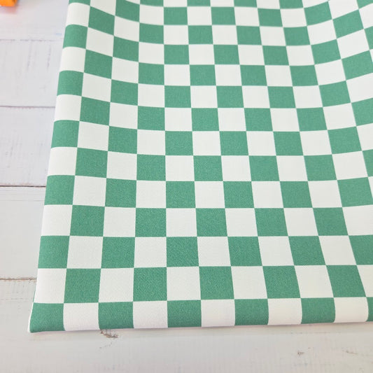 MYO Design - Türkis Checkered - Karo Twill Canvas in dustypetrol-weiss
