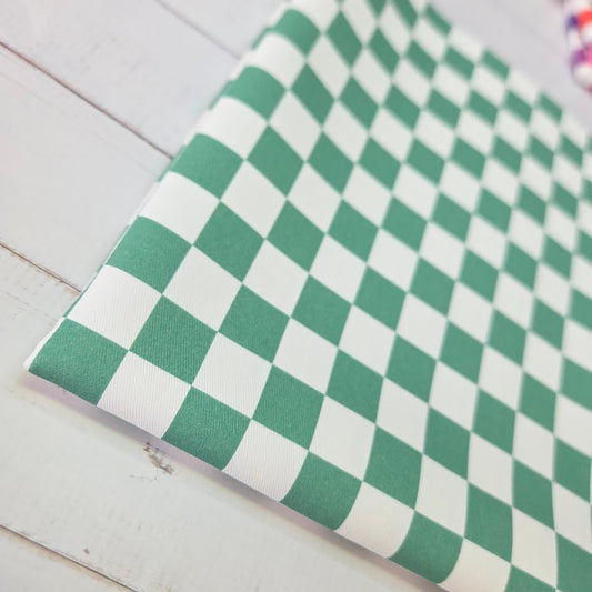 MYO Design - Türkis Checkered - Karo Twill Canvas in dustypetrol-weiss