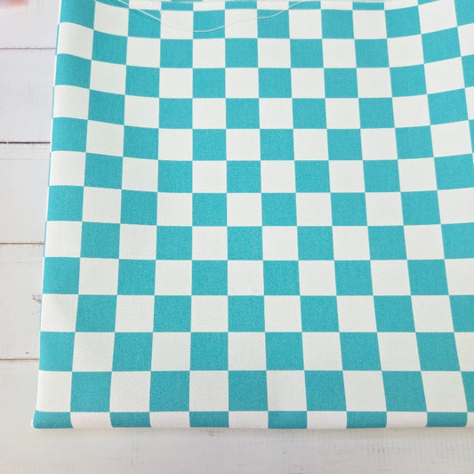 MYO Design - Türkis Checkered - Karo Twill Canvas in türkis-weiss