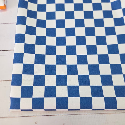 MYO Design - Türkis Checkered - Karo Twill Canvas in blau-weiss
