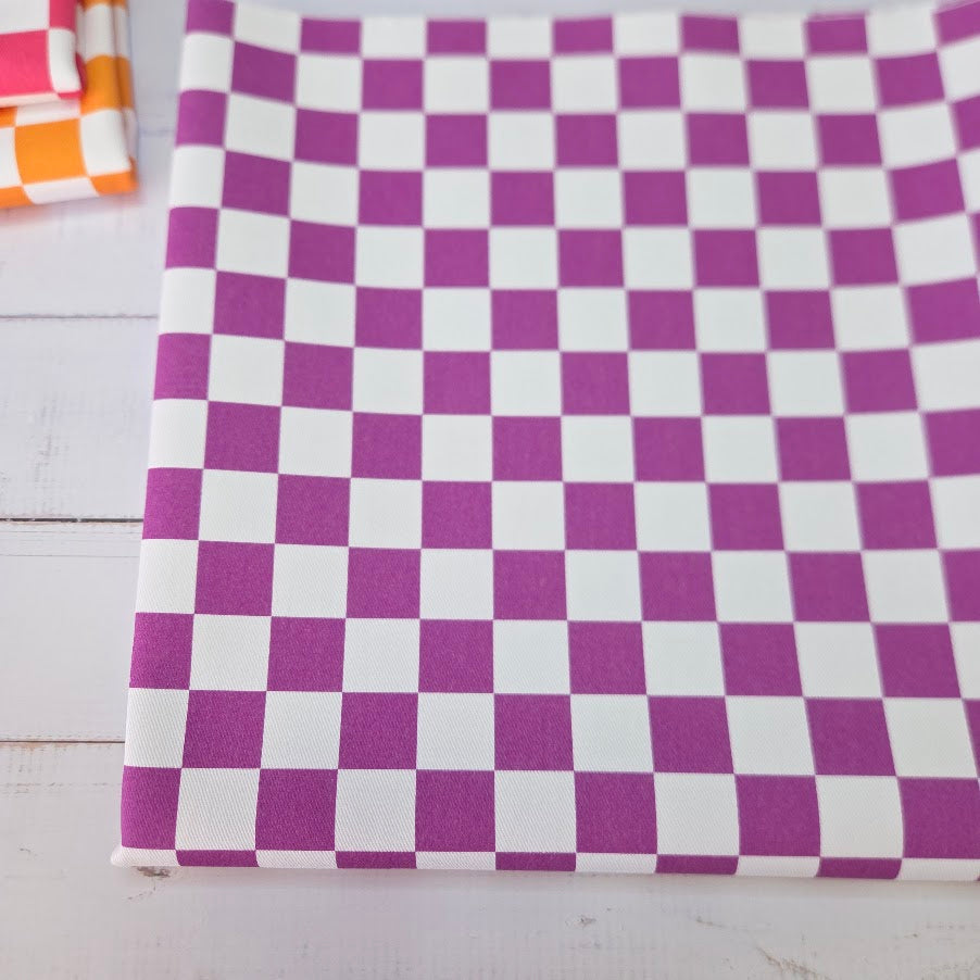 MYO Design - Türkis Checkered - Karo Twill Canvas in beere-weiss