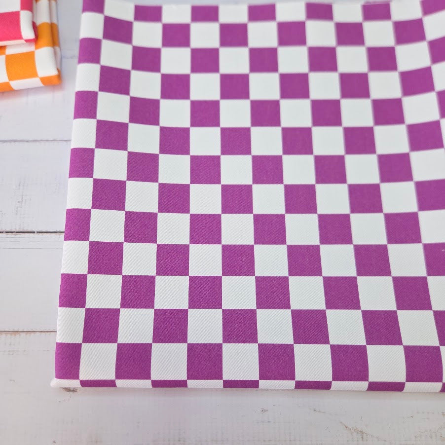 MYO Design - Türkis Checkered - Karo Twill Canvas in beere-weiss