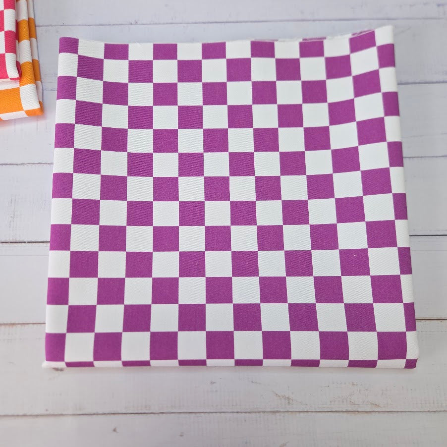 MYO Design - Türkis Checkered - Karo Twill Canvas in beere-weiss