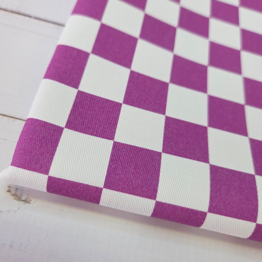 MYO Design - Türkis Checkered - Karo Twill Canvas in beere-weiss