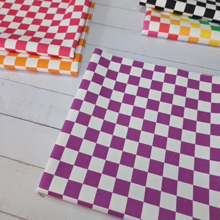 MYO Design - Türkis Checkered - Karo Twill Canvas in beere-weiss