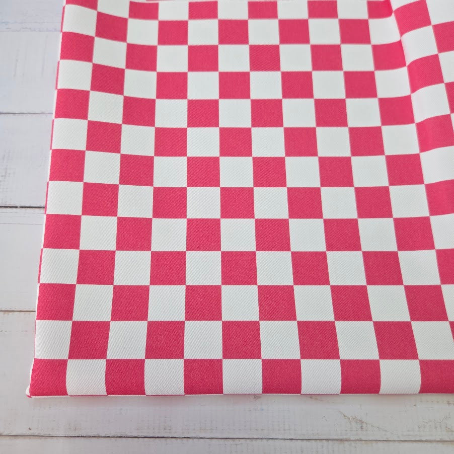MYO Design - Türkis Checkered - Karo Twill Canvas in pink-weiss