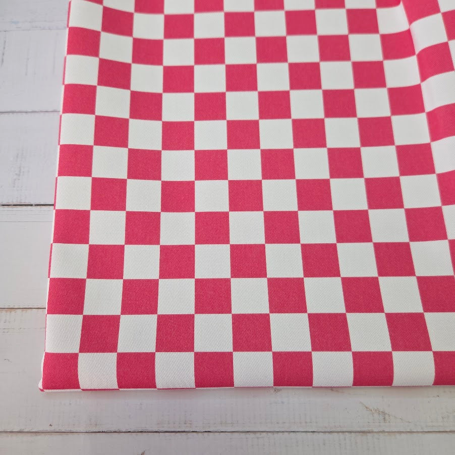 MYO Design - Türkis Checkered - Karo Twill Canvas in pink-weiss