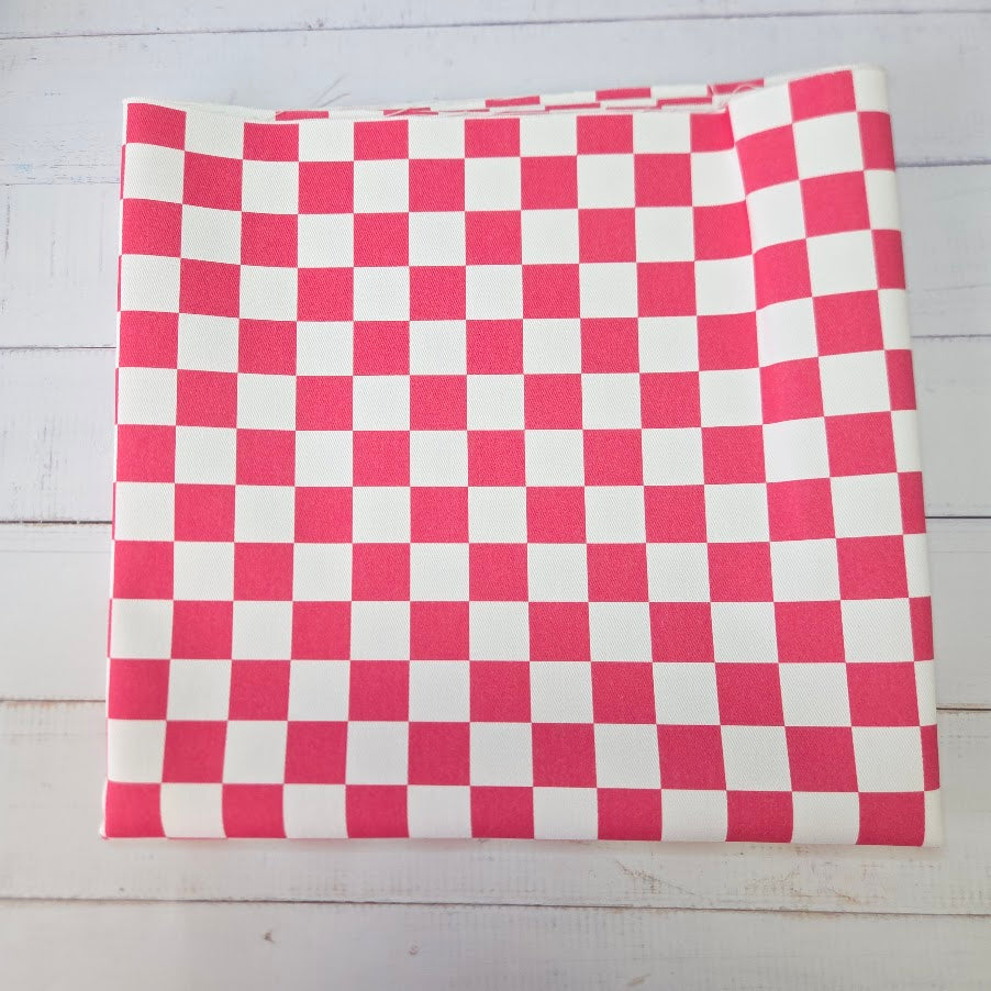 MYO Design - Türkis Checkered - Karo Twill Canvas in pink-weiss