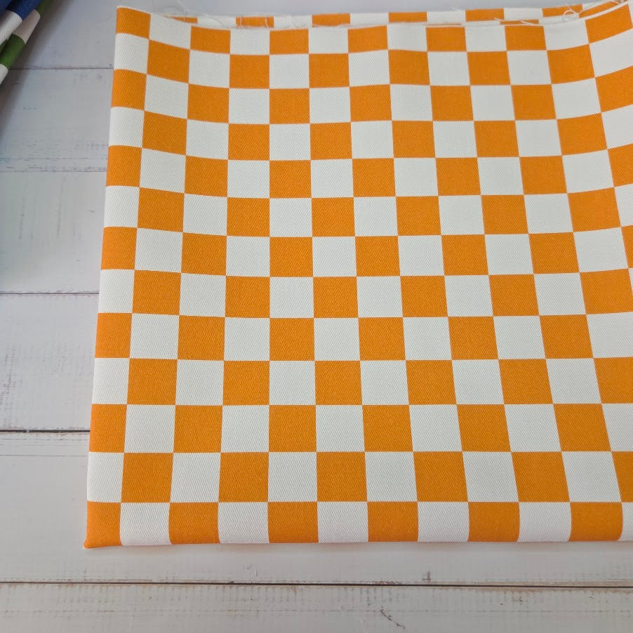 MYO Design - Türkis Checkered - Karo Twill Canvas in orange-weiss