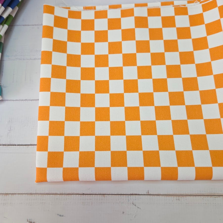 MYO Design - Türkis Checkered - Karo Twill Canvas in orange-weiss