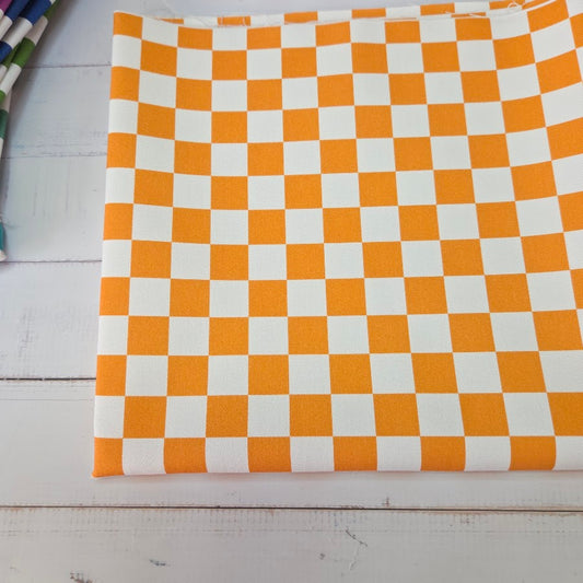 MYO Design - Türkis Checkered - Karo Twill Canvas in orange-weiss