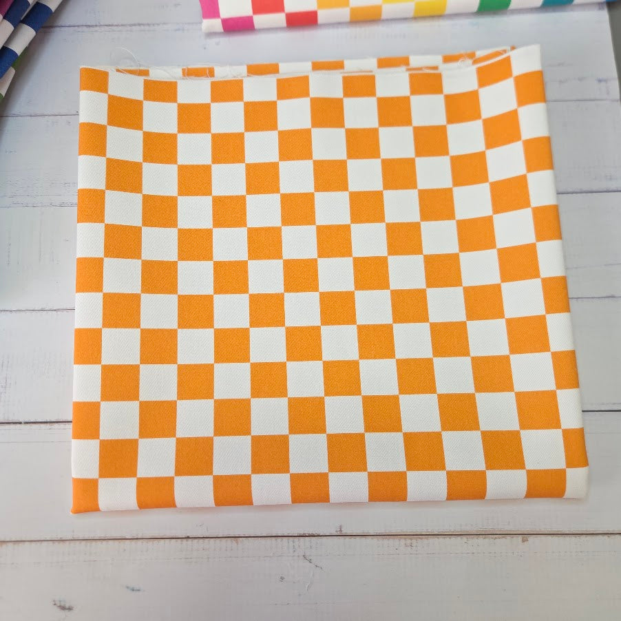 MYO Design - Türkis Checkered - Karo Twill Canvas in orange-weiss