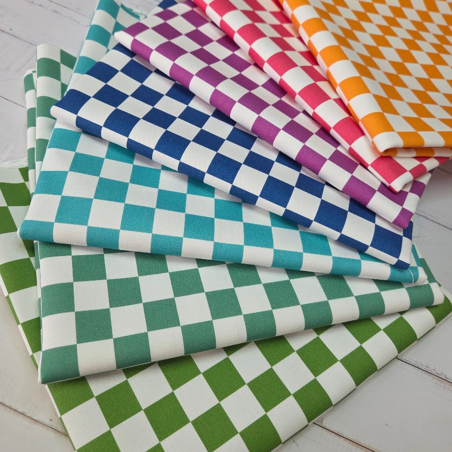 MYO Design - Türkis Checkered - Karo Twill Canvas in pink-weiss