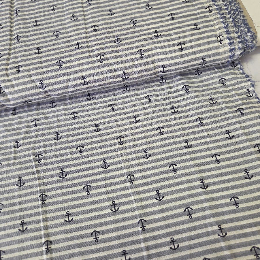 Hilco Chambray - Skipper - blau weiss gestreift mit Ankern