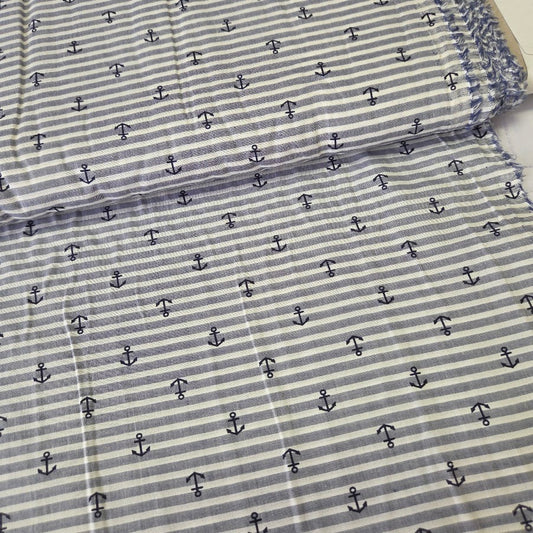 Hilco Chambray - Skipper - blau weiss gestreift mit Ankern