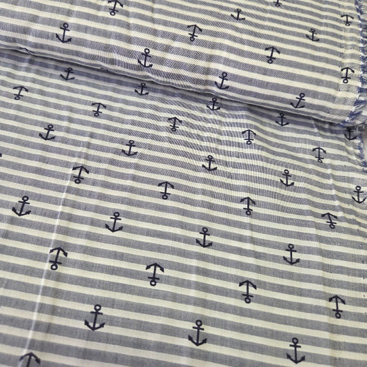 Hilco Chambray - Skipper - blau weiss gestreift mit Ankern