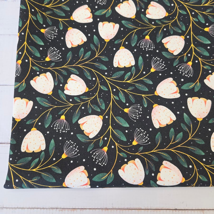 MYO Design - Twill Canvas - White Tulips - black