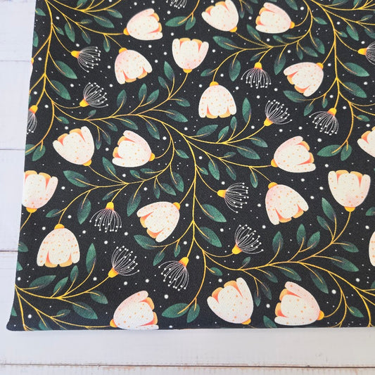 MYO Design - Twill Canvas - White Tulips - black