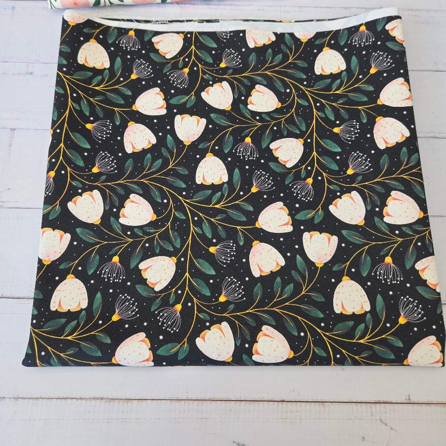 MYO Design - Twill Canvas - White Tulips - black