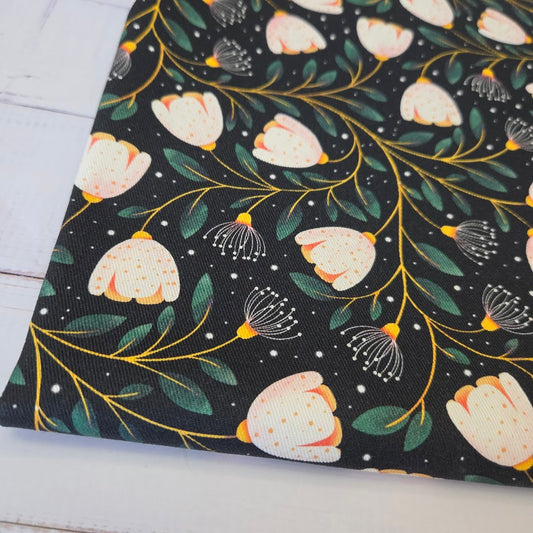 MYO Design - Twill Canvas - White Tulips - black