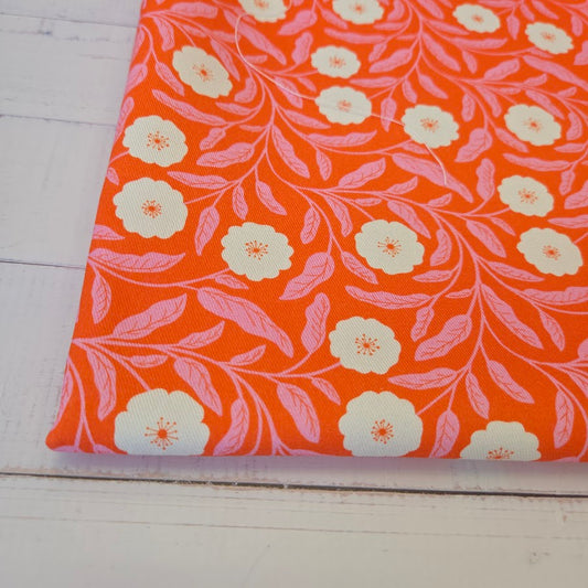 MYO Design - Twill Canvas - Daisy Blooms - vibrant red