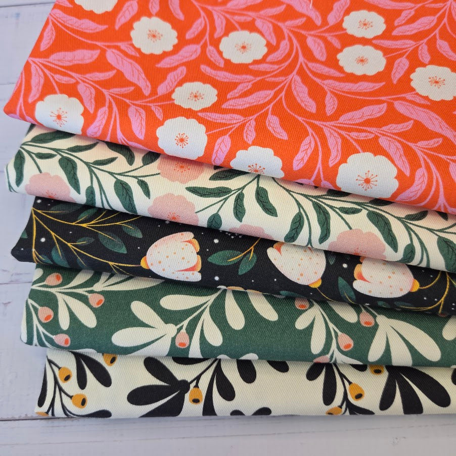 MYO Design - Twill Canvas - Daisy Blooms - vibrant red
