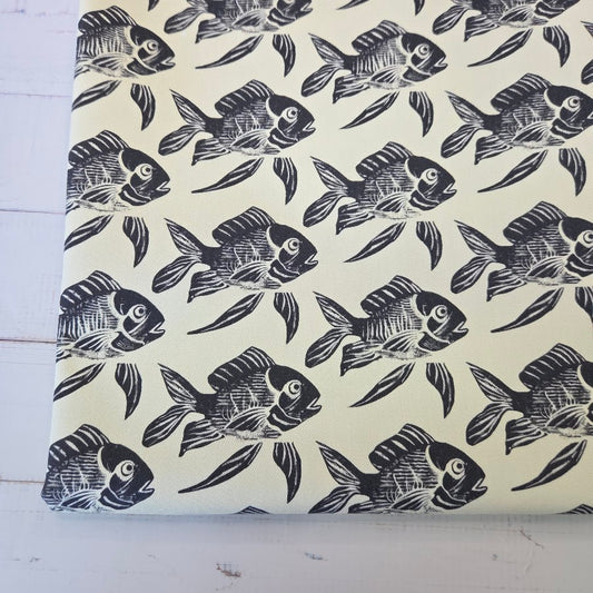 MYO Design - Twill Canvas - Fische - schwarz-weiss