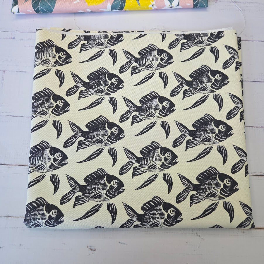 MYO Design - Twill Canvas - Fische - schwarz-weiss