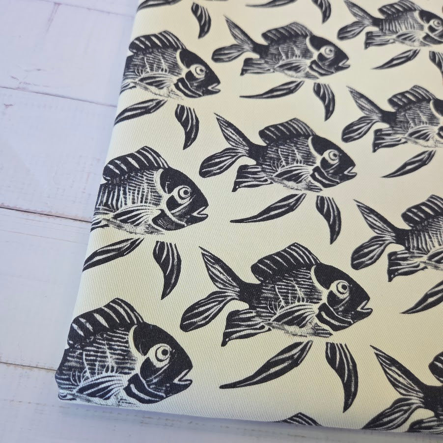 MYO Design - Twill Canvas - Fische - schwarz-weiss
