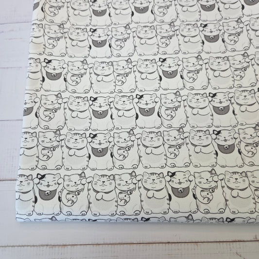 MYO Design - Twill Canvas - Maneki-neko - Winkekatzen - schwarz-weiss
