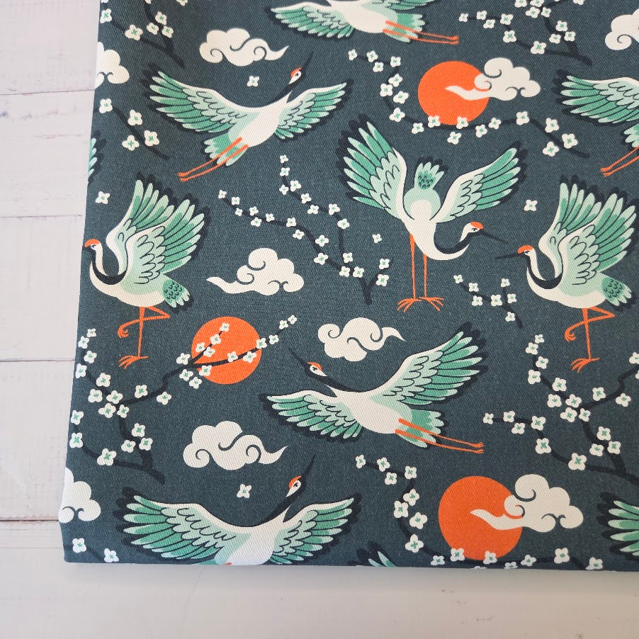 MYO Design - Twill Canvas - Japan - Cranes and Cherries