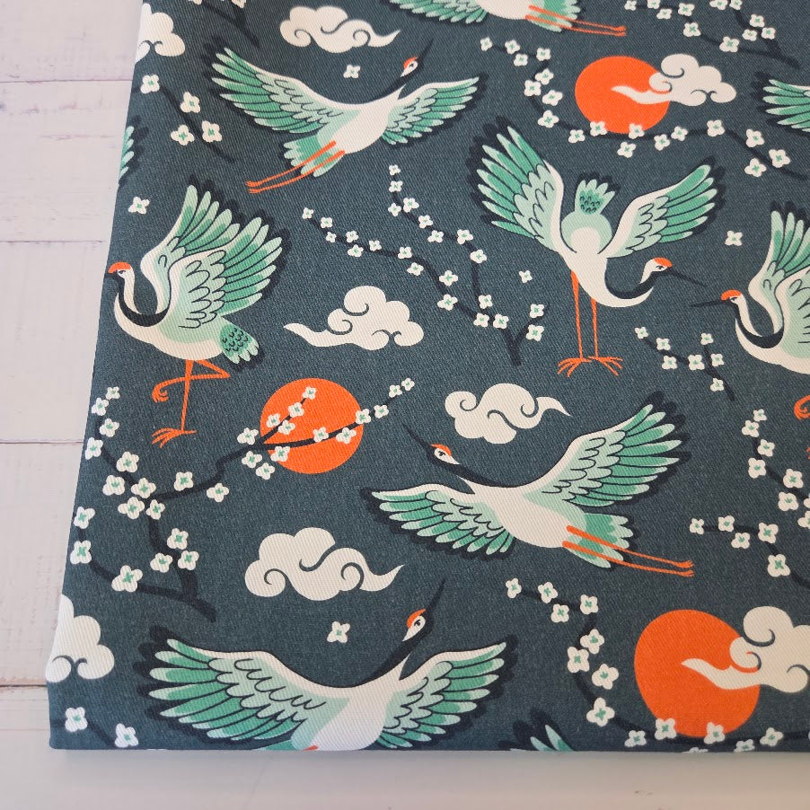 MYO Design - Twill Canvas - Japan - Cranes and Cherries
